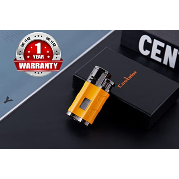 Castelar Triple Jet Flame Lighter with Punch Holder - Yellow
