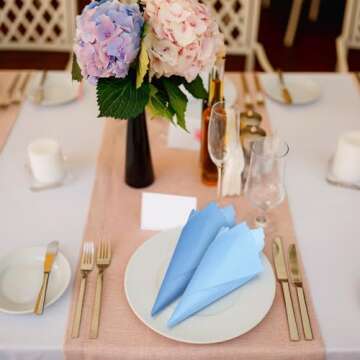 Zhanmai 100 Pack Cocktail Napkins 4.3 x 7.9 Inch Scalloped Napkins Beverage Napkins Gradient Color Paper Napkins with Scalloped Edges Thick Disposable Luncheon Napkins for Party Supplies (Dusty Blue)