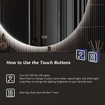 ROOMTEC 28" LED Round Bathroom Mirror with Dimmable Light