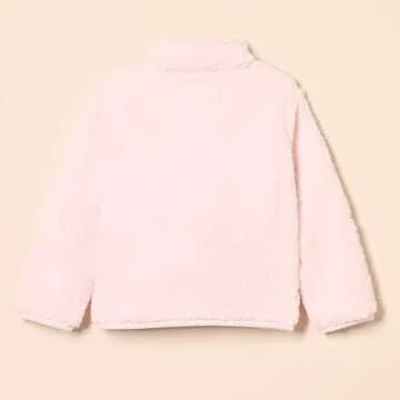 Amazon Essentials Girls' Sherpa Fleece Quarter-Zip Jacket, Light Pink, Small
