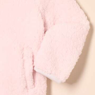 Amazon Essentials Girls' Sherpa Fleece Quarter-Zip Jacket, Light Pink, Small