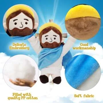 Yelakey Jesus Plush Jesus Stuffed Doll Jesus Plushie Toys Christian Stuff Religious Party Favors Gifts for Kids for Christening Easter (002), Blue