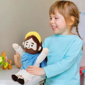 Yelakey Jesus Plush Jesus Stuffed Doll Jesus Plushie Toys Christian Stuff Religious Party Favors Gifts for Kids for Christening Easter (002), Blue