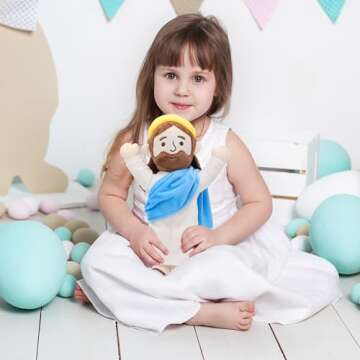 Yelakey Jesus Plush Jesus Stuffed Doll Jesus Plushie Toys Christian Stuff Religious Party Favors Gifts for Kids for Christening Easter (002), Blue