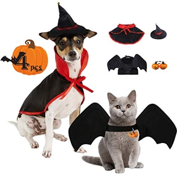 TFTSR Halloween Dogs and Cats Costumes, Funny Prank Costume, Vampire Cloak and Witch Hats, Bat Wings...