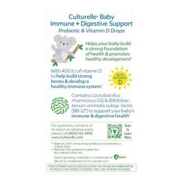 Culturelle Baby Probiotic Drops + Vitamin D, Immune & Digestive Health Support for Babies, Infants &...