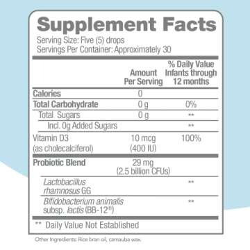 Culturelle Baby Probiotic Drops + Vitamin D, Immune & Digestive Health Support for Babies, Infants & Newborns 0-12 Months, 30 Day Supply, Gluten Free & Non-GMO, 9ml