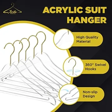 Elegant Acrylic Suit Hangers with Non-Slip Bar and Gold Hook