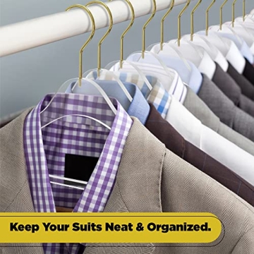 Elegant Acrylic Suit Hangers with Non-Slip Bar and Gold Hook