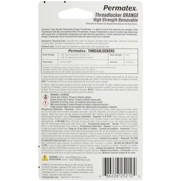 Permatex High Strength Removable Threadlocker Orange 10 ml