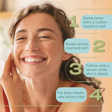 InstaNatural 7% Glycolic AHA Face Toner, Brightens, Reduces The Look of Pores and Uneven Texture, Gently Exfoliates, with Lactic Acid, Witch Hazel and Vitamin C, 4 Fl Oz