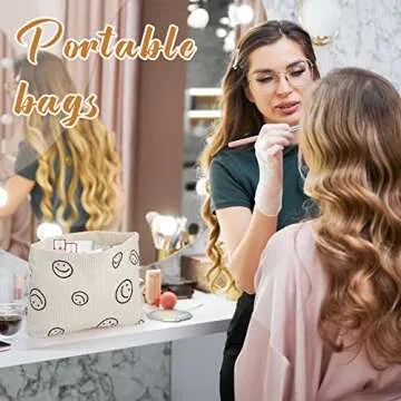 16 Pcs Cosmetic Bag Smile Face Makeup Pouch Aesthetic Storage Makeup Organizer Women Handbags Purses Pencil Case Bags Toiletry Preppy Cute Bag Accessories for Women (Corduroy)