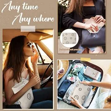 16 Pcs Cosmetic Bag Smile Face Makeup Pouch Aesthetic Storage Makeup Organizer Women Handbags Purses Pencil Case Bags Toiletry Preppy Cute Bag Accessories for Women (Corduroy)