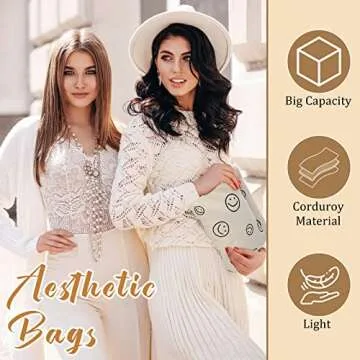 16 Pcs Cosmetic Bag Smile Face Makeup Pouch Aesthetic Storage Makeup Organizer Women Handbags Purses Pencil Case Bags Toiletry Preppy Cute Bag Accessories for Women (Corduroy)