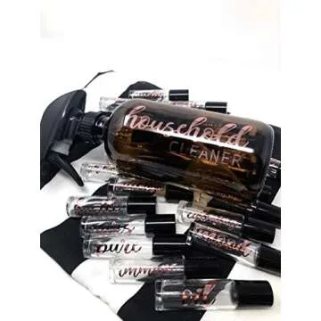 24 Rose Gold Vinyl Essential Oil Labels for 10ml Roller Bottles Oil Blends / 24 Labels with Free Household Cleaner Label (Rose Gold)