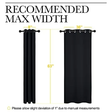 NICETOWN Halloween Pitch Black Solid Thermal Insulated Grommet Blackout Curtains/Drapes for Bedroom Window (2 Panels, 42 inches Wide by 63 inches Long, Black)