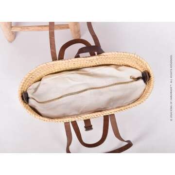 Elegant Beach Bag & Travel Tote Bags For Women - Versatile Straw Bag Tote Bag For Vacation - Picnic Basket, Beach Bag Tote & Flower Girl Basket - Women's Fashion Accessory, French Basket Bag (Black)