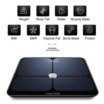 Innotech Smart Bluetooth Body Fat Scale Digital Weight Scales Body Composition BMI Analyzer with Fre...
