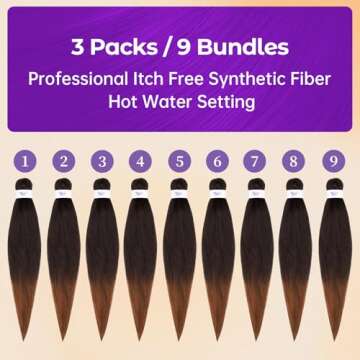BNG 3X Pre-Stretched Braiding Hair, 28" Professional Itch Free Synthetic Fiber Braids Hair Extensions for Easy Braid, 3 PACKS (9 bundles), (#1B Off Black)