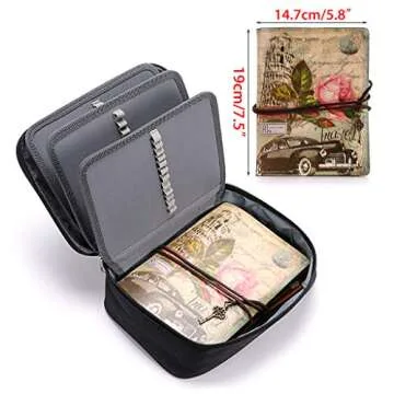 BTSKY Big Capacity Zipper Stationery Bag with Pattern-Multi-functional Stationery Organizer Pouch 36 Large Stretchy Slots for 72 Colored Pencils Black