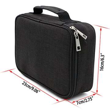 BTSKY Big Capacity Zipper Stationery Bag with Pattern-Multi-functional Stationery Organizer Pouch 36 Large Stretchy Slots for 72 Colored Pencils Black