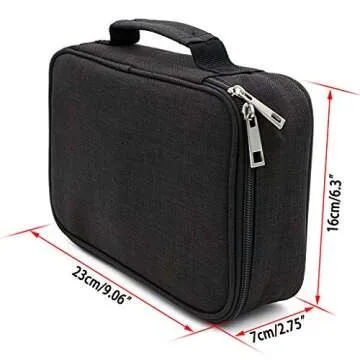 BTSKY Big Capacity Zipper Stationery Bag with Pattern-Multi-functional Stationery Organizer Pouch 36 Large Stretchy Slots for 72 Colored Pencils Black