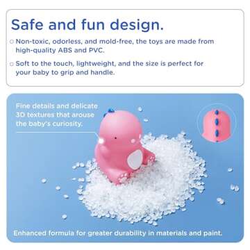 KUB Baby & Toddler Bath Toys, Four Little Dinosaurs: Water Squirter - Squeeze & Sound - Wind Up Diver - Floating Sprayer, Cute Fun Bathtub Toys for Boy Girl Ages 1-3 Years Old, 4 Pcs Set