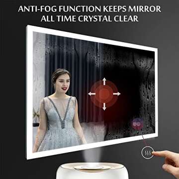 Newcoco 36x28 Inch Ultra White LED Bathroom Mirror High Lumen Anti Fog Lighted Mirror IP67 Waterproof Dimmable Wall Mounted LED Vanity Mirror with Lights (Horizontal & Vertical)