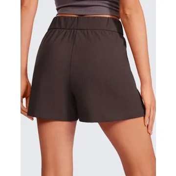 High Waisted Comfy Ribbed Sweat Shorts for Women