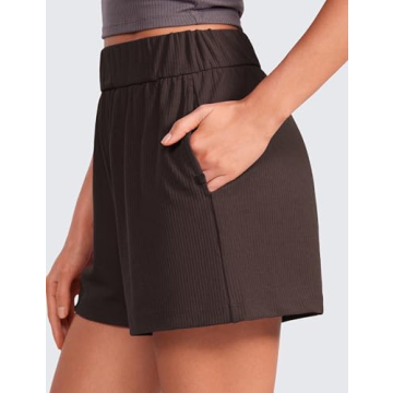 High Waisted Comfy Ribbed Sweat Shorts for Women