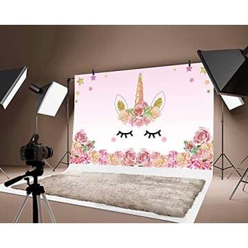 Laeacco 5x3ft Unicorn Birthday Party Backdrop Pink Unicorn Theme Photography Background Unicorn Party Supplies Backdrop Watercolor Rose Flowers Sweet Girls Baby Shower Birthday Banner Cake Table Decor