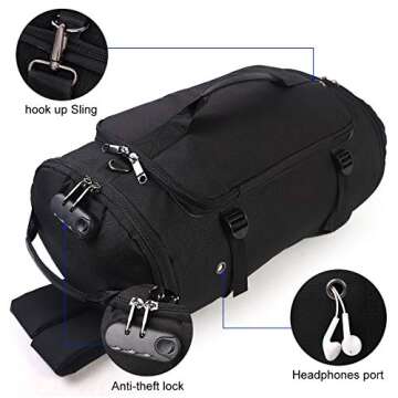 Travel Duffel Backpack with Shoe Compartment and USB Port