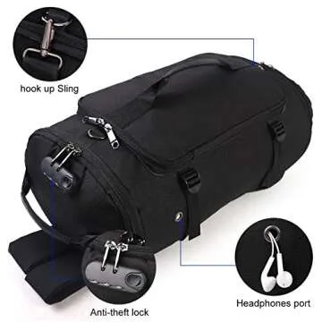 Travel Duffel Backpack with Shoe Compartment and USB Port
