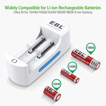 EBL Universal Battery Charger Speedy Smart Lithium Charger for 3.7V Rechargeable Batteries Li-ion IM...