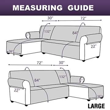 MeilleMaison L Shaped Sofa Cover for Dogs, 2-Piece Sectional Couch Plus Chaise Lounge with Straps, R...