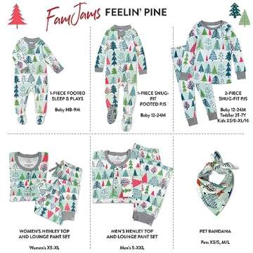 HonestBaby Family Matching Holiday Pajamas for Unisex, All Ages & Pets, Feelin' Pine