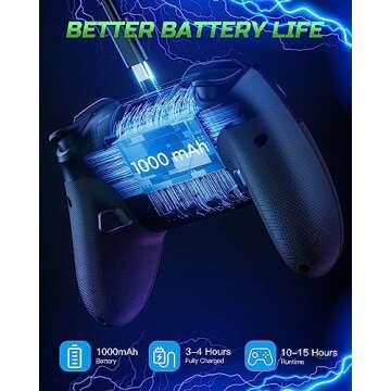 Switch Controller Compatible with Switch/Switch Lite/Switch OLED/Windows/iOS/Android, RGB Lightning Programmable 1000mAh Wireless Switch Pro Controller with One Key Pairing Wake Up Turbo Vibration