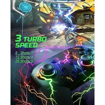 Switch Controller Compatible with Switch/Switch Lite/Switch OLED/Windows/iOS/Android, RGB Lightning Programmable 1000mAh Wireless Switch Pro Controller with One Key Pairing Wake Up Turbo Vibration