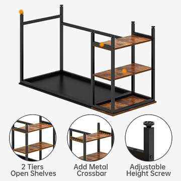 JOISCOPE Home Office Computer Desk,Small Study Writing Desk with Wooden Storage Shelf,2-Tier Industrial Morden Laptop Table with Splice Board,48 inches(Black Oak Finish)