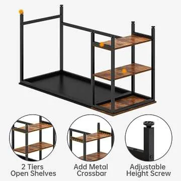 JOISCOPE Home Office Computer Desk,Small Study Writing Desk with Wooden Storage Shelf,2-Tier Industrial Morden Laptop Table with Splice Board,48 inches(Black Oak Finish)