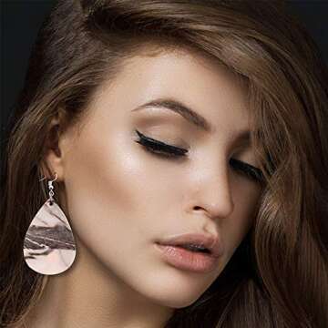 Marble Earrings Lightweight Faux Leather Teardrop Earrings 8 Pair Leather Earrings for Women/Girls/Birthday/Anniversary/Mother's Day/Valentine's Day