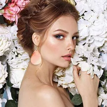 Marble Earrings Lightweight Faux Leather Teardrop Earrings 8 Pair Leather Earrings for Women/Girls/Birthday/Anniversary/Mother's Day/Valentine's Day