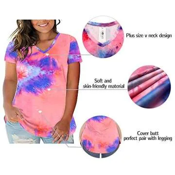 Plus Size Shirts for Women 4X Summer Tops Tie Dye Cute Blouses 28W ZE