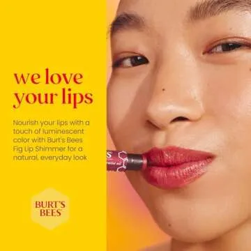 Burt's Bees Lip Balm, Moisturizing Lip Shimmer for Women, for All Day Hydration, with Vitamin E & Coconut Oil, 100% Natural, Fig, 0.09 Ounce