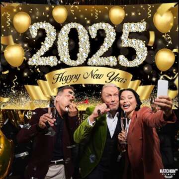 KatchOn 72x44 Inch Happy New Year Banner for 2025