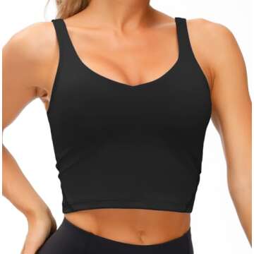 Wjustforu Women's Tank Top Padded Sports Bra Running Workout Yoga Crop Top (Medium, Black)