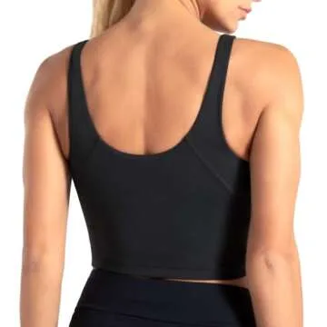 Wjustforu Women's Tank Top Padded Sports Bra Running Workout Yoga Crop Top (Medium, Black)