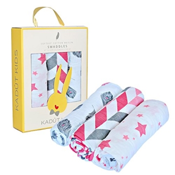 Muslin Swaddle Blanket, 3 Pack Muslin Cotton Baby Blanket, Swaddle Blankets for Boy or Girl Large 47...