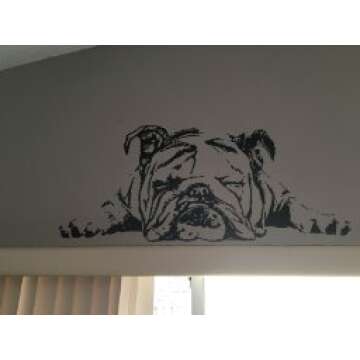 English Bulldog Decal English Bulldog Sticker Dog Sticker Dog Decal Lazy Dog Sleeping Dog Cute Puppy Wall Art Stickers Tr259 (6" x 13.2")