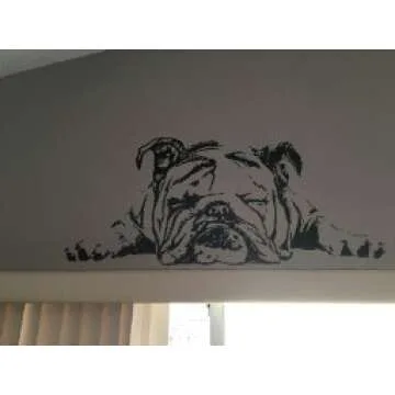 English Bulldog Decal English Bulldog Sticker Dog Sticker Dog Decal Lazy Dog Sleeping Dog Cute Puppy Wall Art Stickers Tr259 (6" x 13.2")